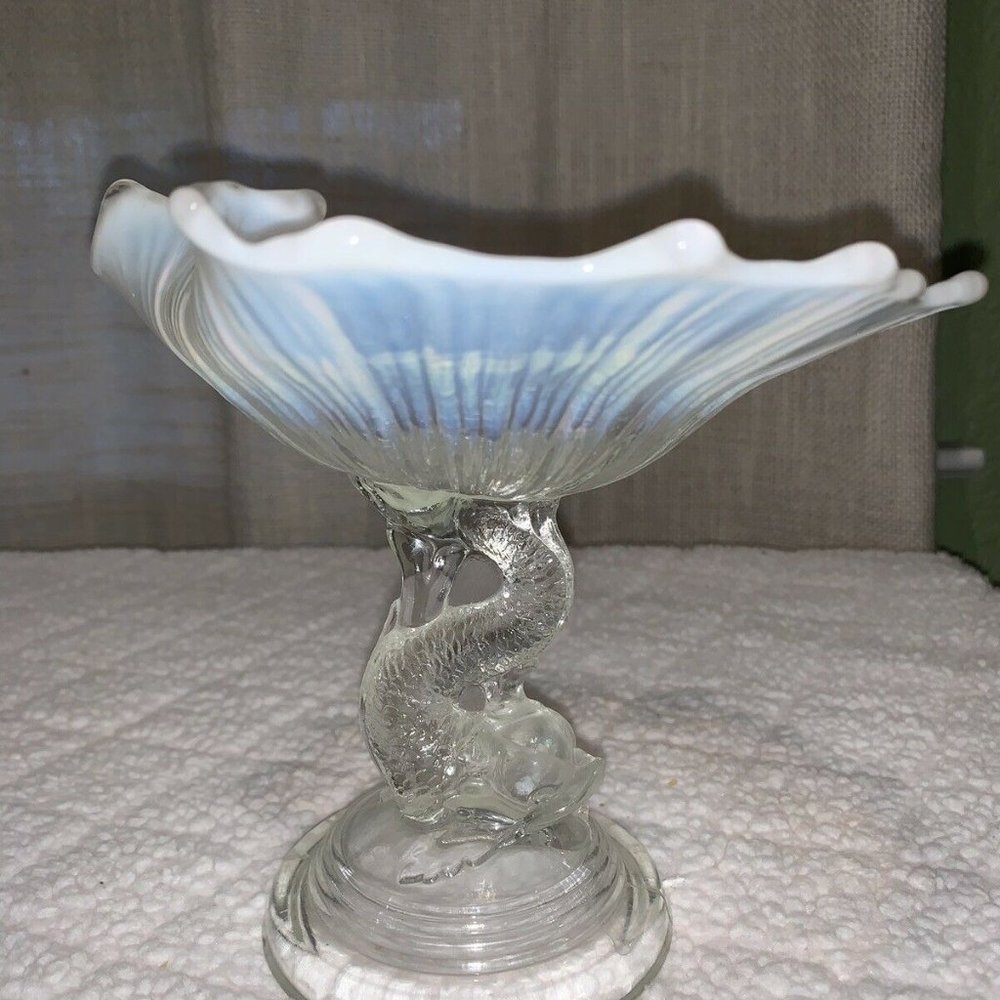 Vintage Rare Viking Dolphin & Shell Footed Compote